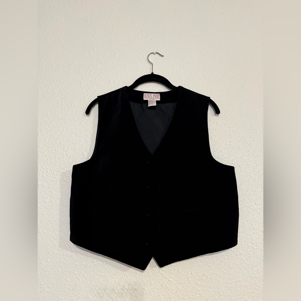 Vintage 90s Black Velvet Vest Women’s Size 10 Petite